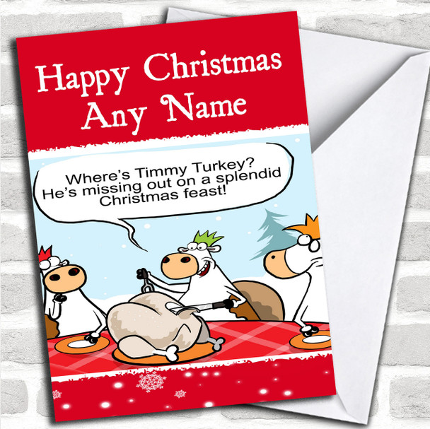 Funny Joke Turkey Christmas Card Personalized