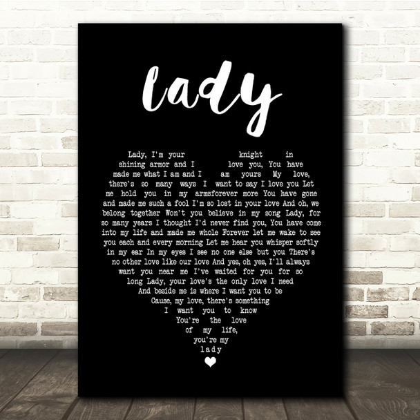 Kenny Rogers Lady Black Heart Song Lyric Quote Print