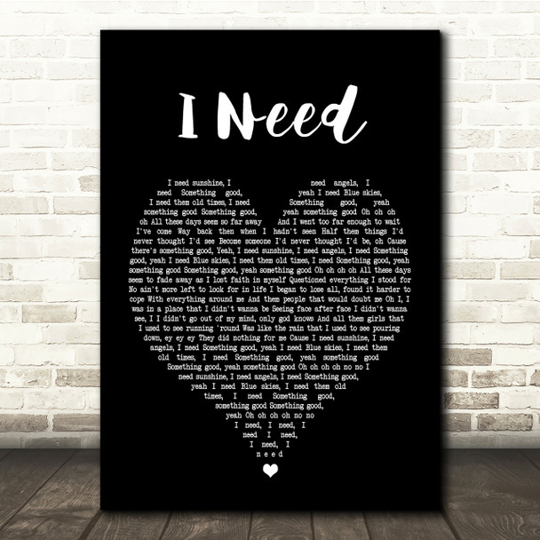 Maverick Sabre I Need Black Heart Song Lyric Quote Print