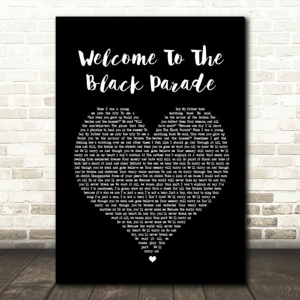 My Chemical Romance Welcome To The Black Parade Black Heart Song Lyric Print