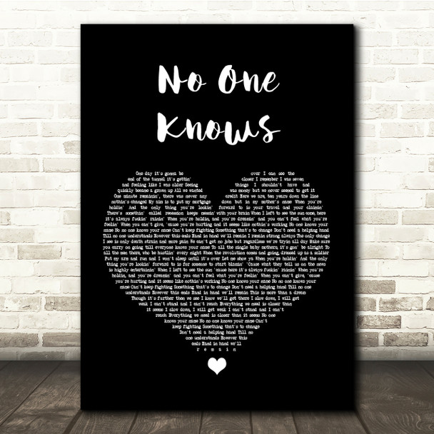 N-Dubz No One Knows Black Heart Song Lyric Quote Print