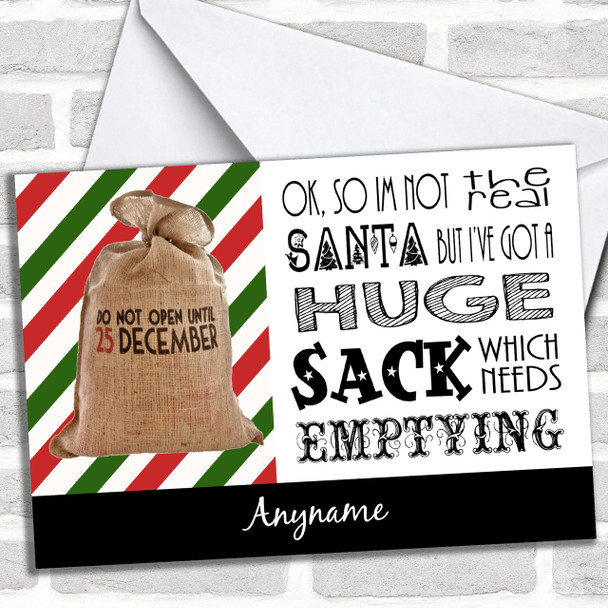 Funny Santa's Huge Sack Personalized Christmas Card