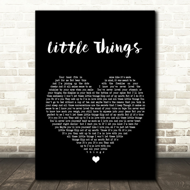 One Direction Little Things Black Heart Song Lyric Quote Print