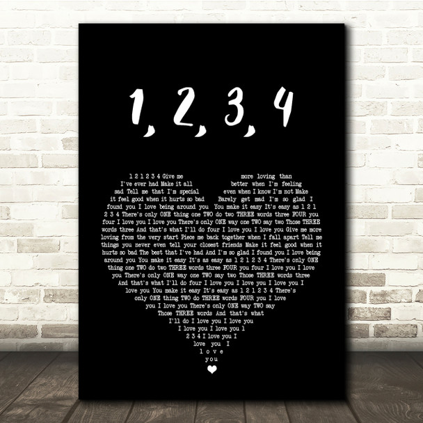 Plain White T's 1, 2, 3, 4 Black Heart Song Lyric Quote Print