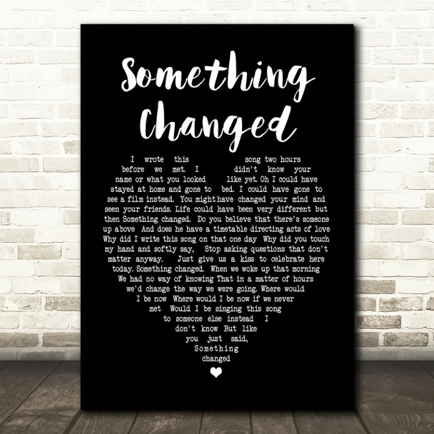 Pulp Something Changed Black Heart Song Lyric Quote Print