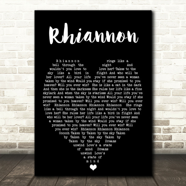 Rhiannon Fleetwood Mac Black Heart Quote Song Lyric Print