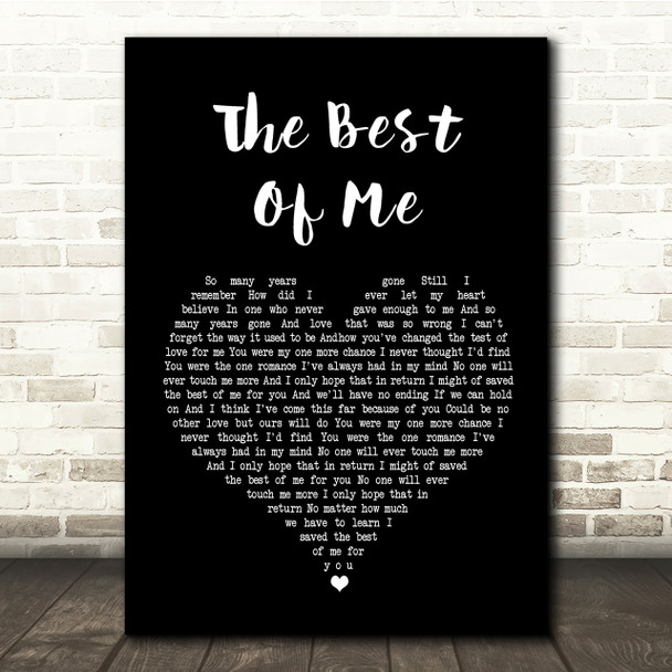 Richard Marx The Best Of Me Black Heart Song Lyric Quote Print
