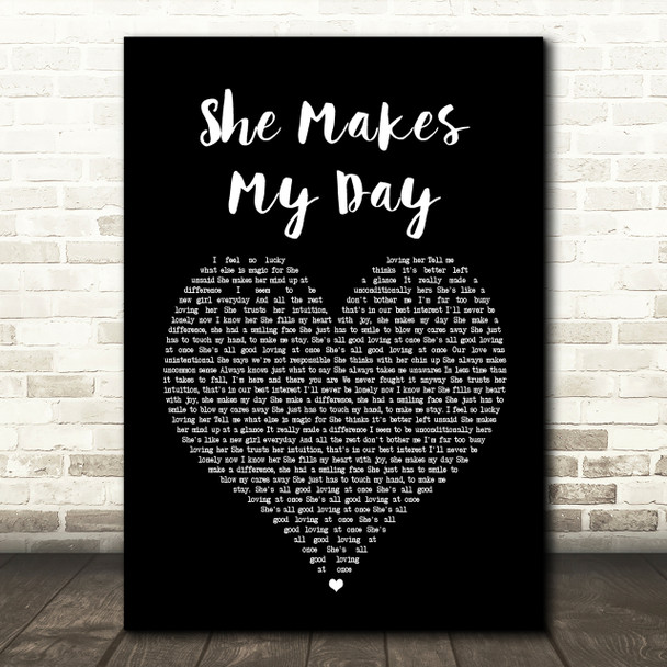 Robert Palmer She Makes My Day Black Heart Song Lyric Quote Print