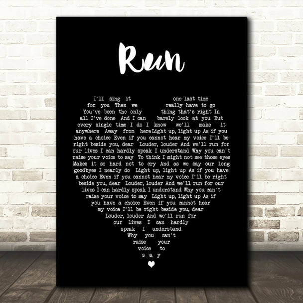 Run Leona Lewis Black Heart Song Lyric Quote Print