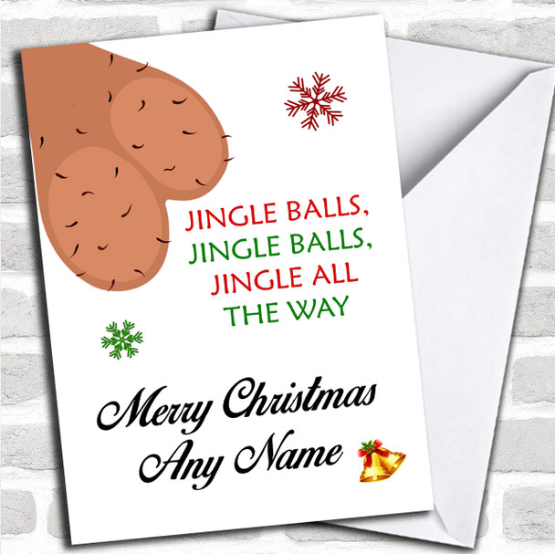 Funny Jingle Balls Personalized Christmas Card
