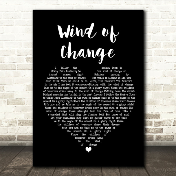 Scorpions Wind of Change Black Heart Song Lyric Quote Print