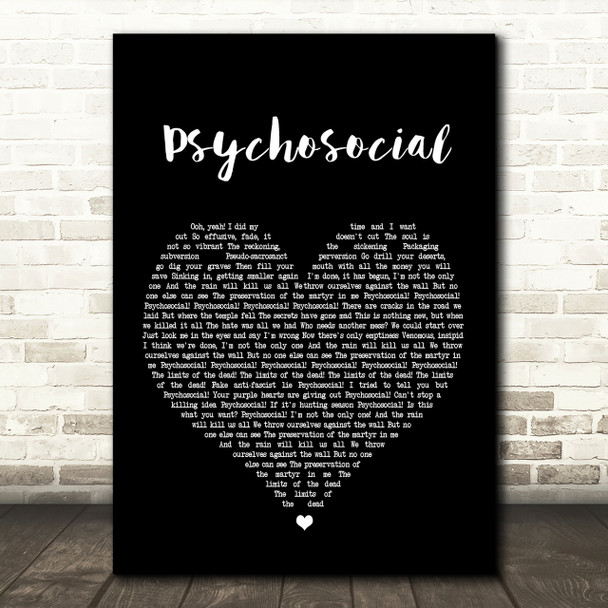 Slipknot Psychosocial Black Heart Song Lyric Quote Print