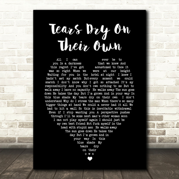 Tears Dry On Their Own Amy Winehouse Black Heart Quote Song Lyric Print