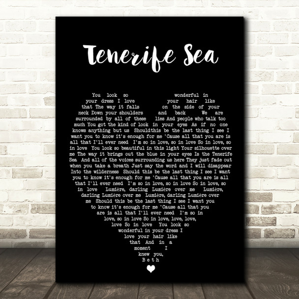 Tenerife Sea Ed Sheeran Black Heart Quote Song Lyric Print