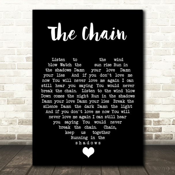 The Chain Fleetwood Mac Black Heart Quote Song Lyric Print