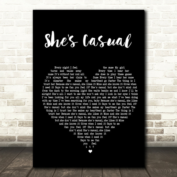 The Hunna She's Casual Black Heart Song Lyric Quote Print