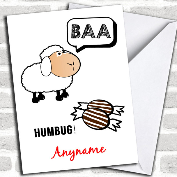 Funny Baaa Humbug Personalized Christmas Card