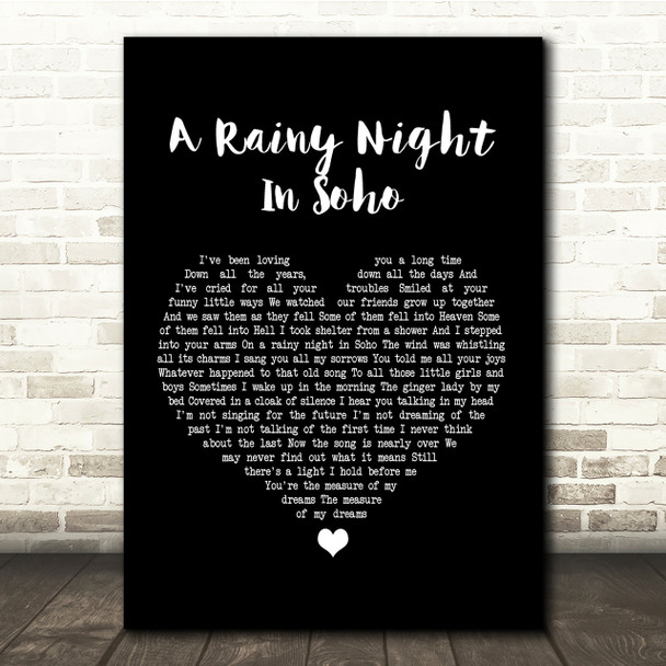 The Pogues A Rainy Night In Soho Black Heart Song Lyric Quote Print