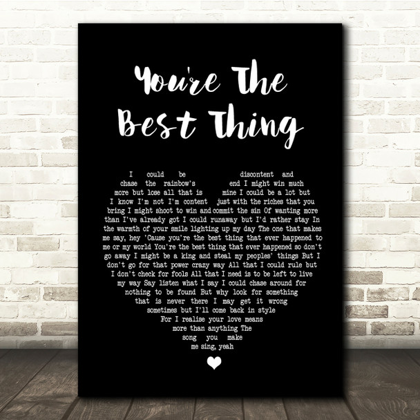 The Style Council You're The Best Thing Black Heart Song Lyric Quote Print