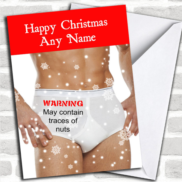 Funny Rude Traces Of Nuts Christmas Personalized Card