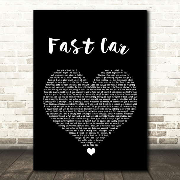 Tracy Chapman Fast Car Black Heart Song Lyric Quote Print