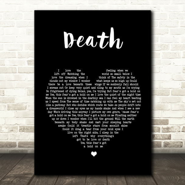 White Lies Death Black Heart Song Lyric Quote Print