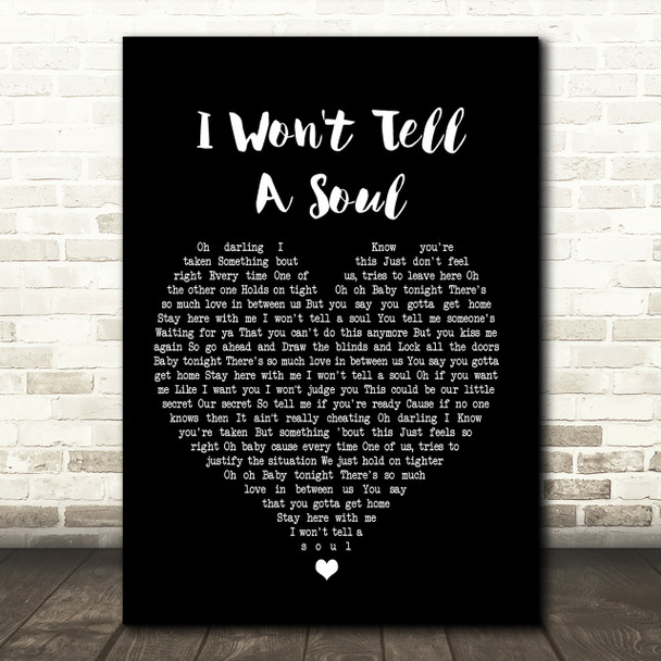 Charlie Puth I Won't Tell A Soul Black Heart Song Lyric Quote Print