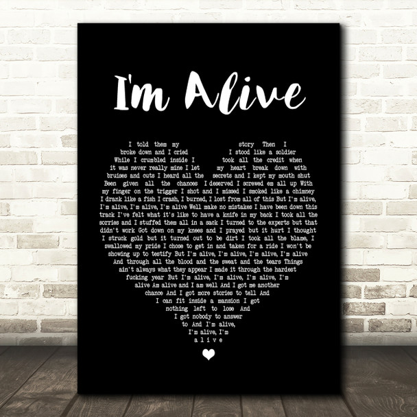 Kasey Chambers I'm Alive Black Heart Song Lyric Quote Print