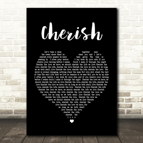 Kool & The Gang Cherish Black Heart Song Lyric Quote Print