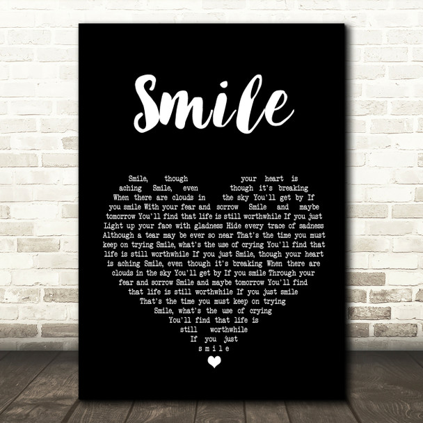 Michael Jackson Smile Black Heart Song Lyric Quote Print