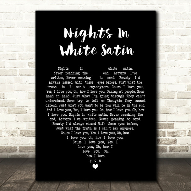 Moody Blues Nights In White Satin Black Heart Song Lyric Quote Print