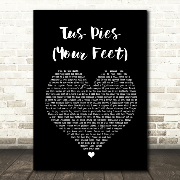 Nahko & Medicine For The People Tus Pies Your Feet Black Heart Song Lyric Print