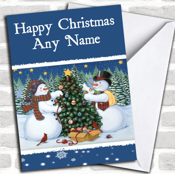 Happy Snowmen Christmas Card Personalized