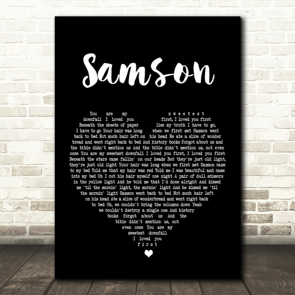 Regina Spektor Samson Black Heart Song Lyric Quote Print