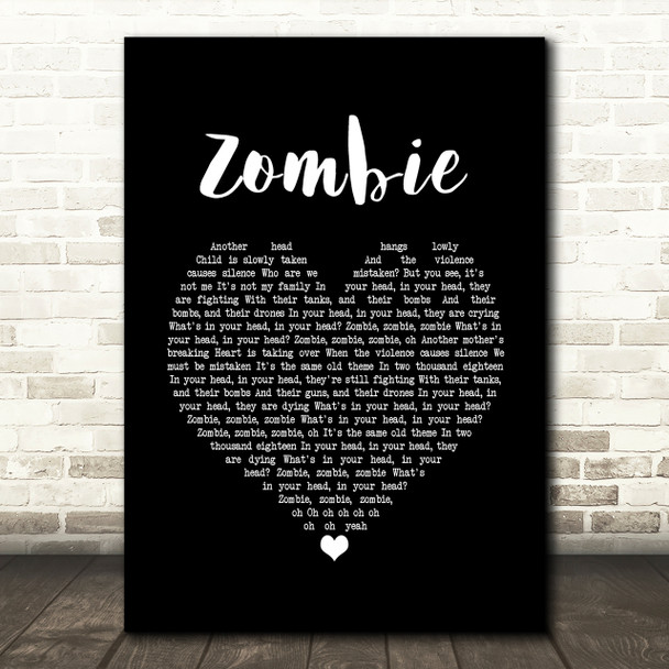 The Cranberries Zombie Black Heart Song Lyric Quote Print