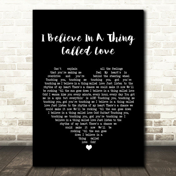 The Darkness I Believe In A Thing Called Love Black Heart Song Lyric Quote Print