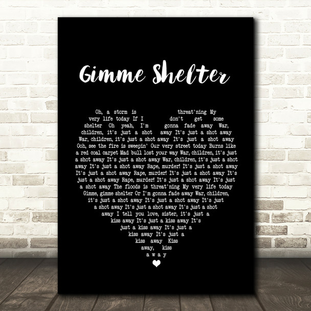 The Rolling Stones Gimme Shelter Black Heart Song Lyric Quote Print