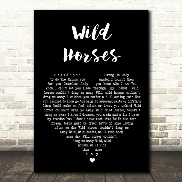 The Rolling Stones Wild Horses Black Heart Song Lyric Quote Print