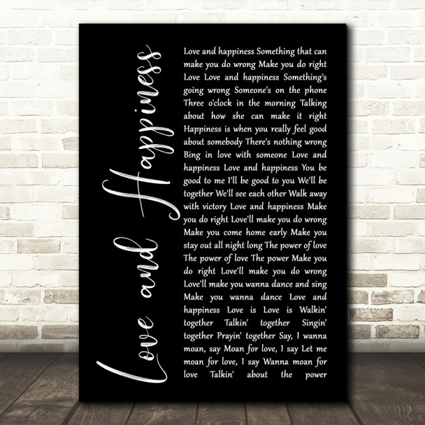Al Green Love And Happiness Black Script Song Lyric Quote Print