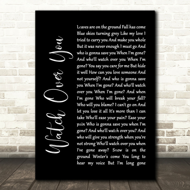 Alter Bridge Watch Over You Black Script Song Lyric Quote Print