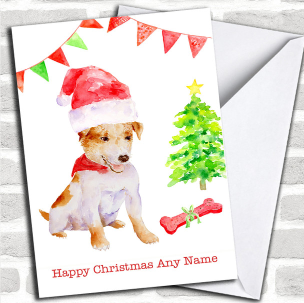 Sweet Watercolour Dog Personalized Christmas Card