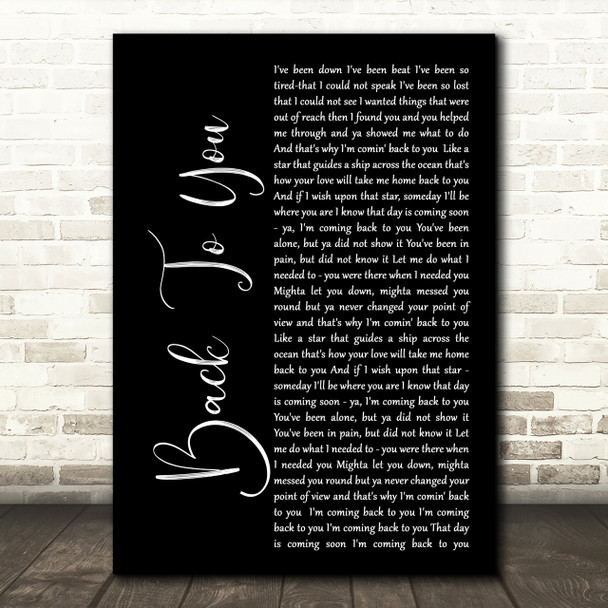 Bryan Adams Back To You Black Script Song Lyric Quote Print