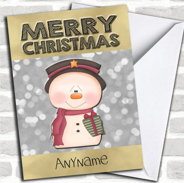 Silver Snowman Personalized Christmas Card