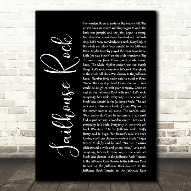 Elvis Presley Jailhouse Rock Black Script Song Lyric Quote Print