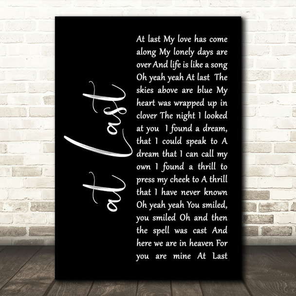 Etta James At Last Black Script Song Lyric Quote Print