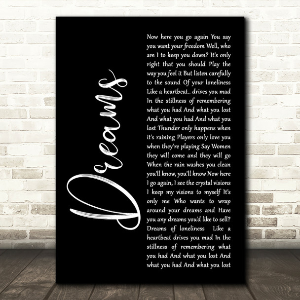 Fleetwood Mac Dreams Black Script Song Lyric Quote Print