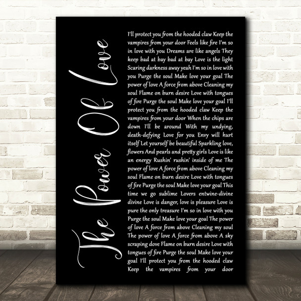 Frankie Goes To Hollywood The Power Of Love Black Script Song Lyric Quote Print