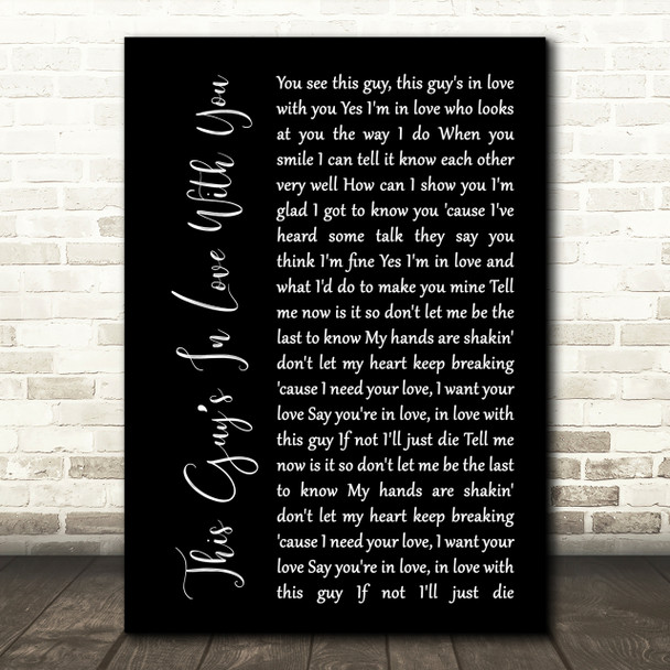 Herb Albert This Guys In Love With You Black Script Song Lyric Quote Print