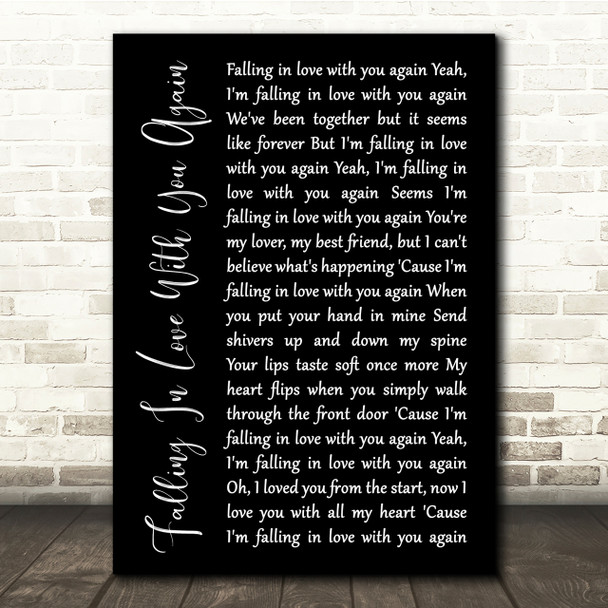 Imelda May Falling In Love With You Again Black Script Song Lyric Quote Print