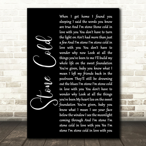 Jimmy Barnes Stone Cold Black Script Song Lyric Quote Print